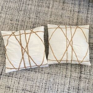 •(2) Merchant 41 cotton and jute pillow covers•
